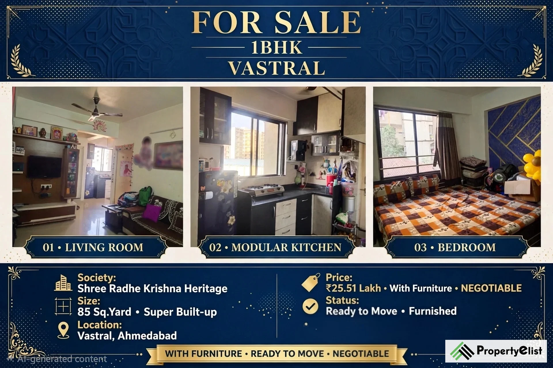 100% Vastu Compliant East Facing 1 BHK Apartment / Flat, Ahmedabad photo thumbnail 1
